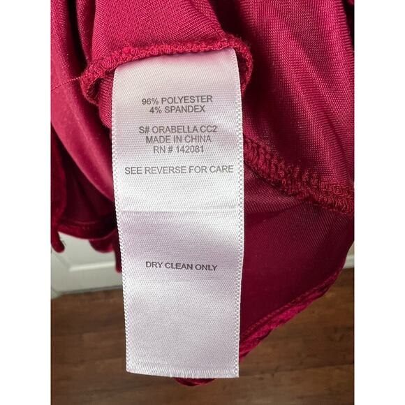 Altar’d State Red Vevlet Puff Balloon Long Sleeve Faux Wrap Dress Medium - Picture 6 of 8